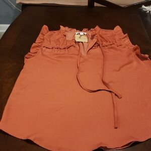 Blu Pepper Ruffled Sleeveless Blouse - Rust